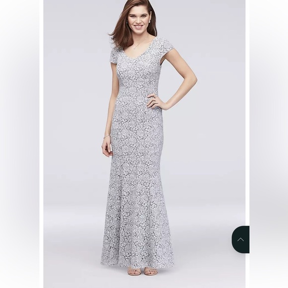 Alex Evening Wear 4 Elegant Gray Lace Evening Gown Mermaid formal NWT - Picture 1 of 12